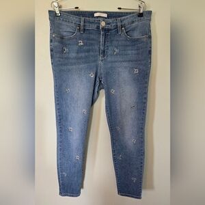 Lauren Conrad Floral Embroidered Skinny Jeans Size 14